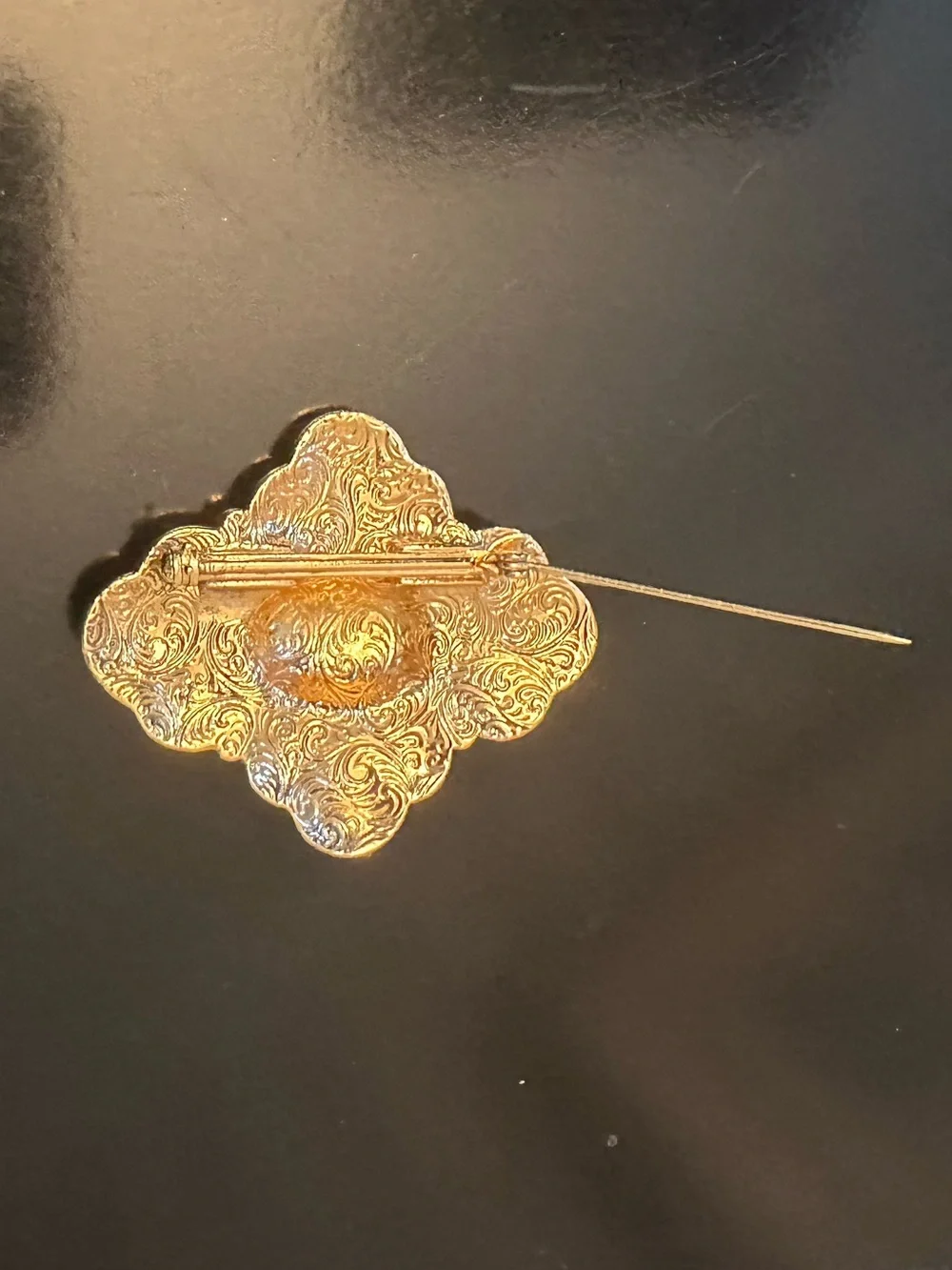 Vintage 1950s 1928 Jewelry Company Filigree Floral Statement Brooch Scarf Clip